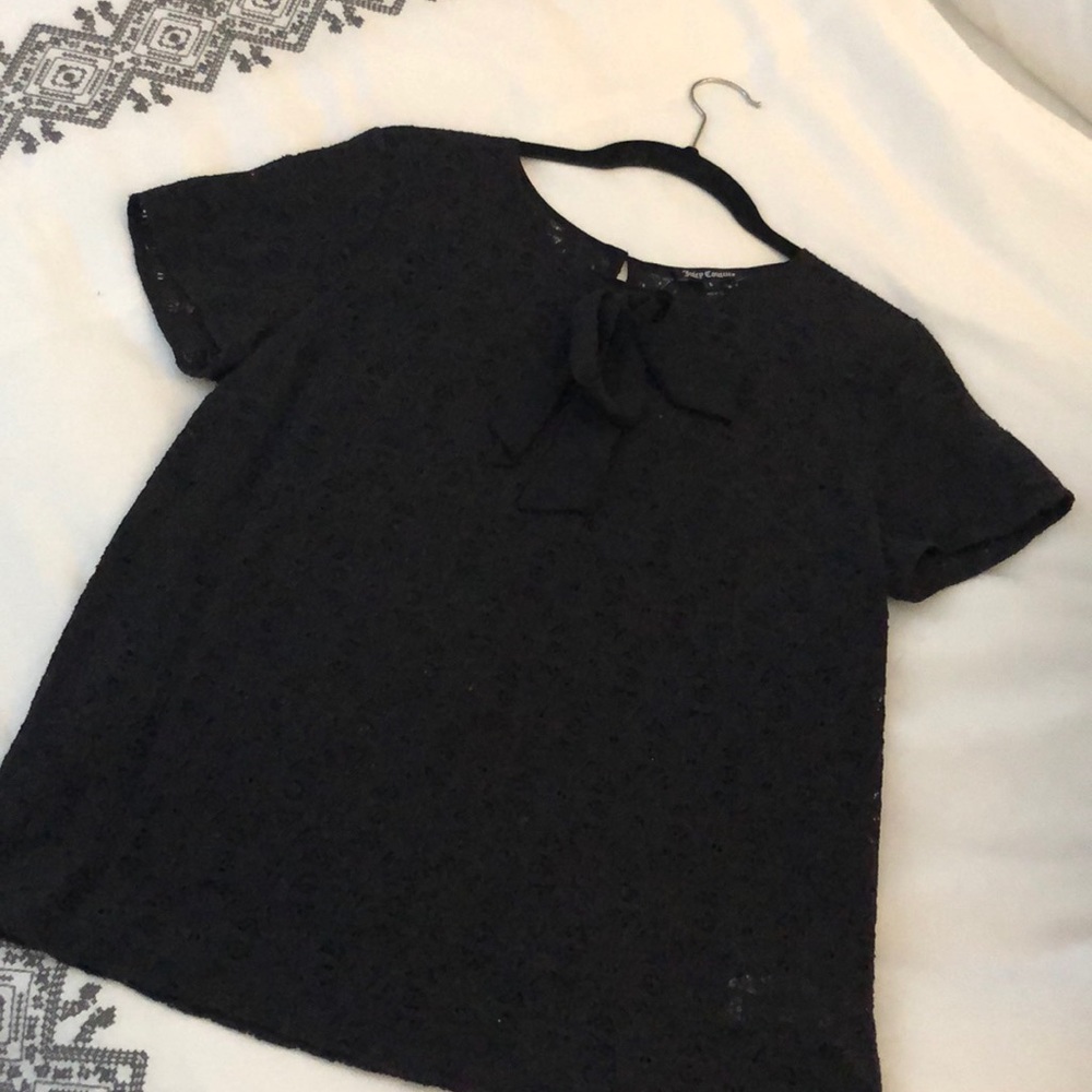 Black Tie Front Blouse